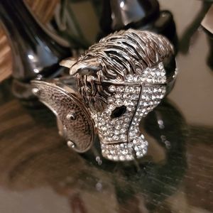 Horse Shoe/Head Silver Cuff Bracelet 